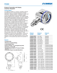 Thumbnail of document Data Sheet - PX3005-001GI Rangeable Pressure Transmitter w/Display
